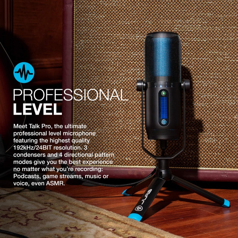 JLab Talk Pro USB Microphone, USB-C Output, Cardioid, Omnidirectional, Stereo, Bidirectional, 192k Sample Rate, 20Hz-20kHz Frequency Response, Volume, Gain Control, Quick Mute, Plug & Play - Image 2